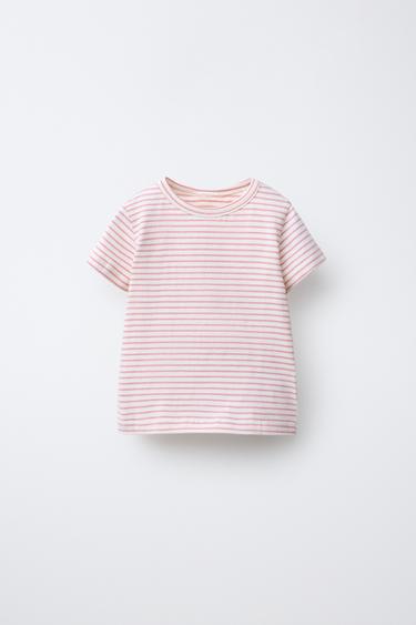 T-SHIRT RAYURES TISSÉES SOFT - Rose pastel de Zara
