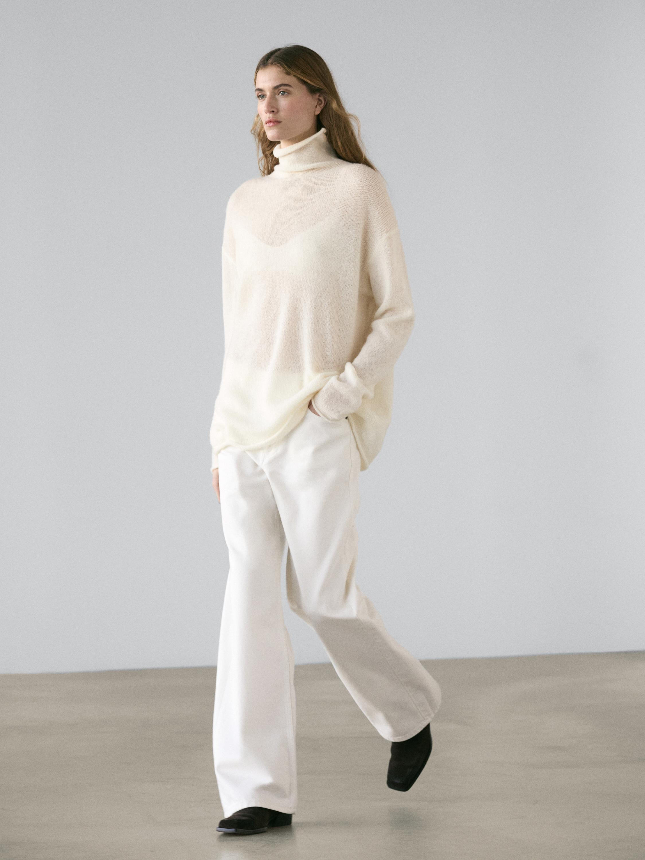 100% wool high neck knit sweater