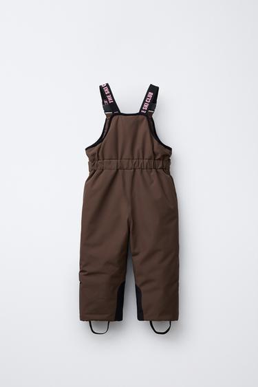 LONG WATERPROOF AND WINDPROOF BIB TROUSERS WITH POCKETS, RECCO® SYSTEM, SKI COLLECTION - Chocolate by Zara - Image 1