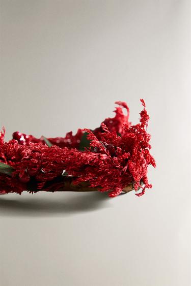 LOT DE 4 RONDS DE SERVIETTE CŒUR FEUILLES NOËL - Rouge de Zara - Image 3
