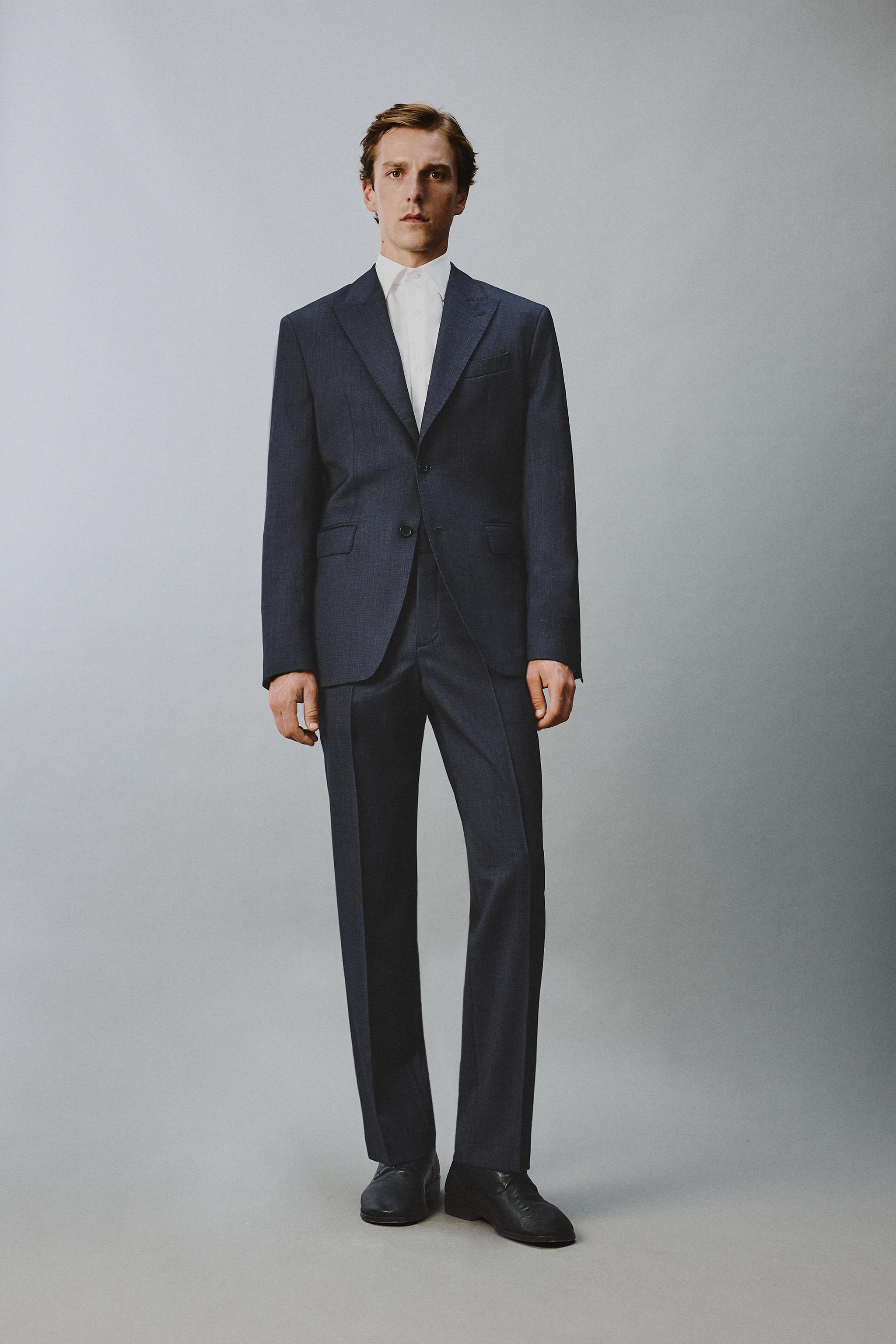 REGULAR FIT 100% WOOL SUIT PANTS
