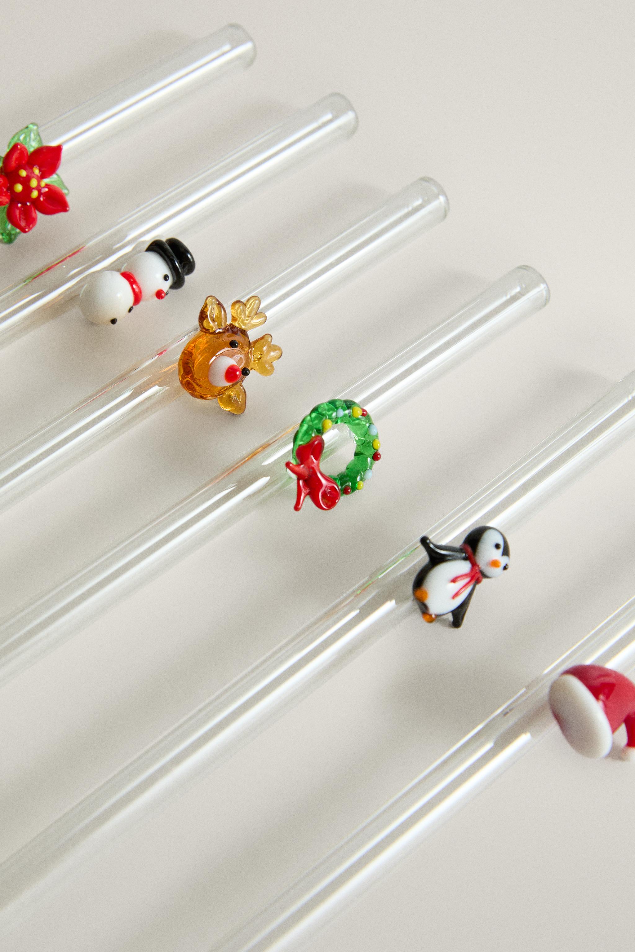LOT DE PAILLES EN VERRE DE NOËL (LOT DE 6)