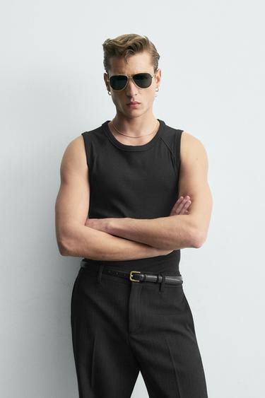 SLIM FIT TANK TOP - Black by Zara