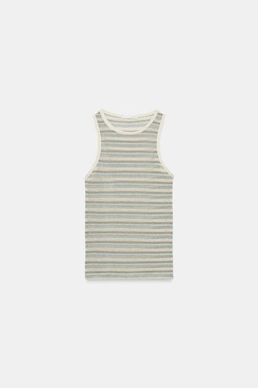 STRIPED SLEEVELESS TOP - Blue by Zara - Image 7
