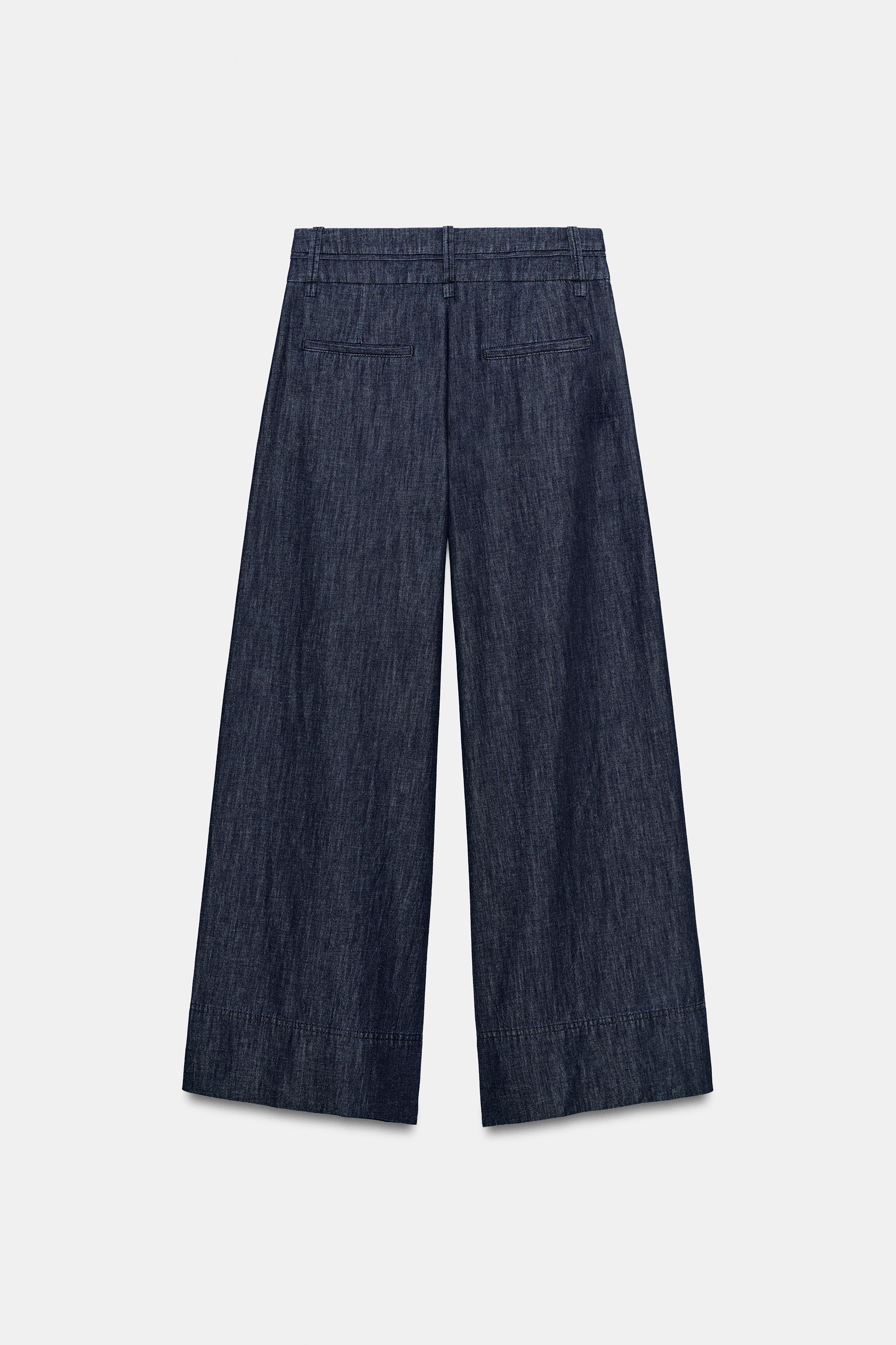 WIDE-LEG LINEN BLEND PANTS