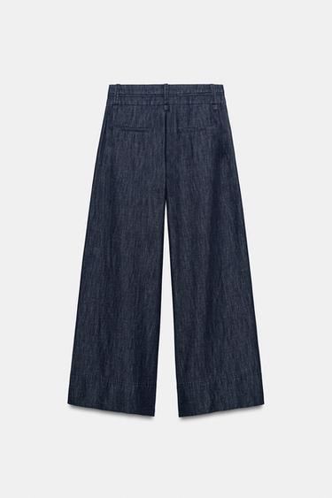 LINEN BLEND WIDE-LEG TROUSERS - Indigo by Zara - Image 7