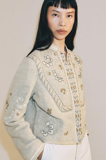 CHAQUETA BORDADOS ZW COLLECTION - Beige de Zara