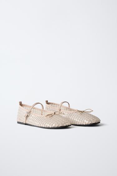 SEQUIN BALLET FLATS - Pink by Zara