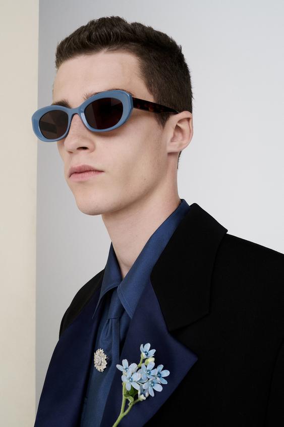 CONTRAST OVAL SUNGLASSES - Bluish by Zara - Image 0