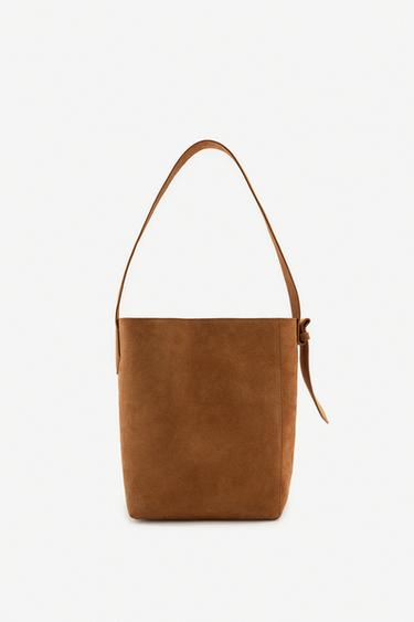 Zara SUEDE SHOPPER BAG LIMITED EDITION - Dark tan