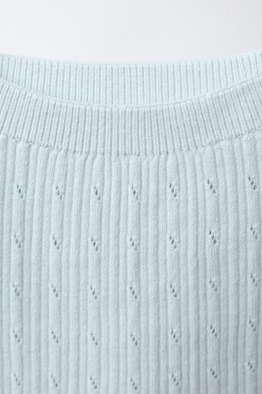 RIB OPENWORK TROUSERS - Light blue by Zara - Image 2