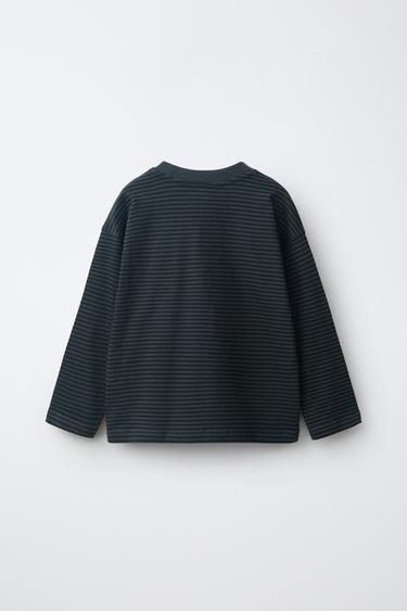 STRIPED PRINT T-SHIRT — charcoal gray 2