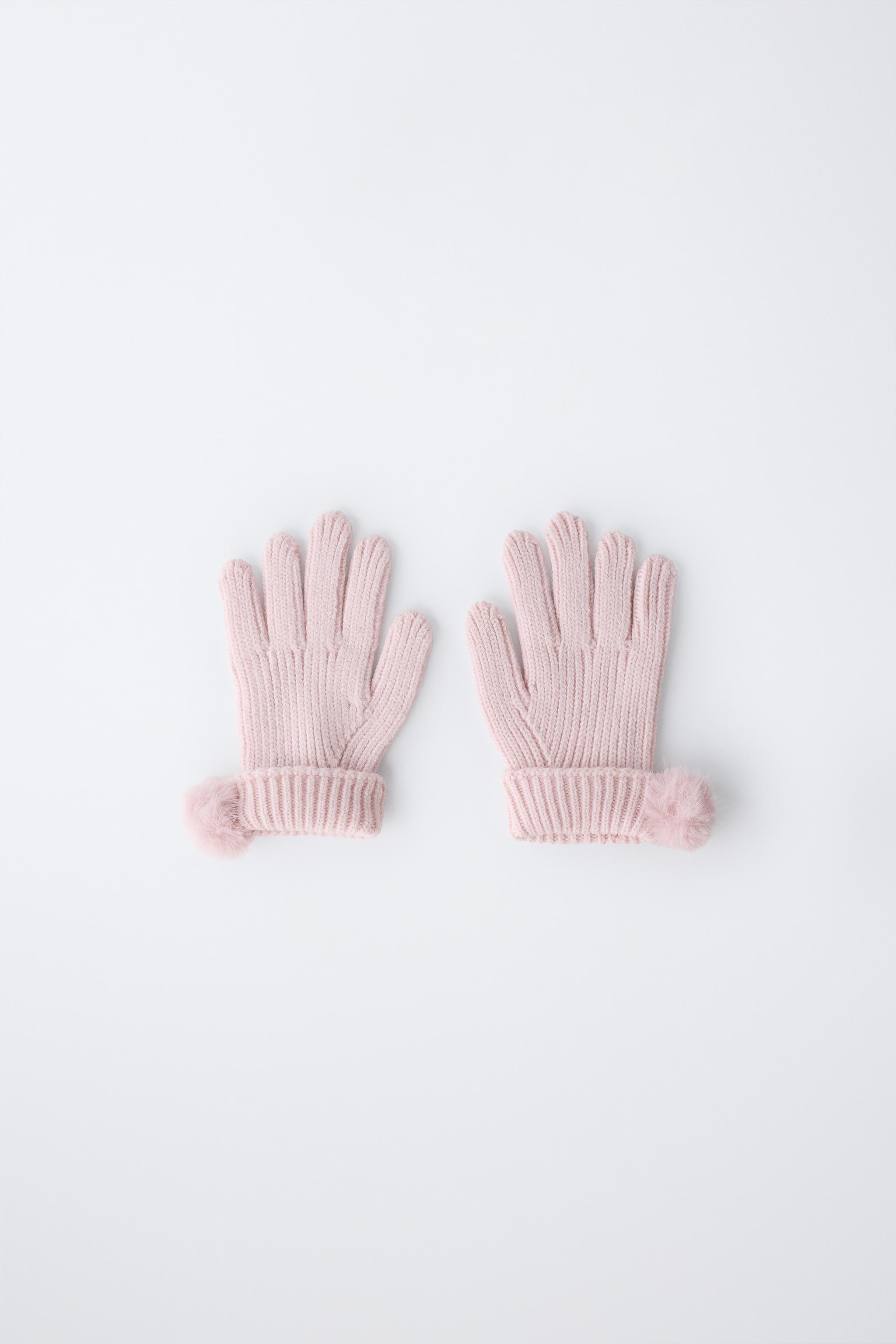 POM-POM KNIT GLOVES - Pink | ZARA United States