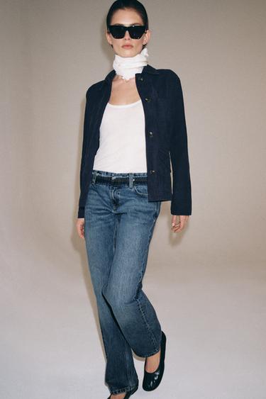 Zara ZW COLLECTION LOW-RISE STRAIGHT LEG JEANS - Blue