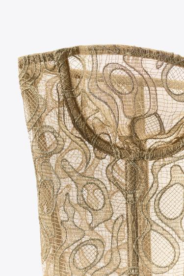 METALLIC THREAD LACE UNDERWIRED CORSET - Golden by Zara - Image 6