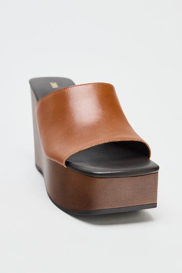 LEATHER WEDGE - Brown by Zara - Image 3