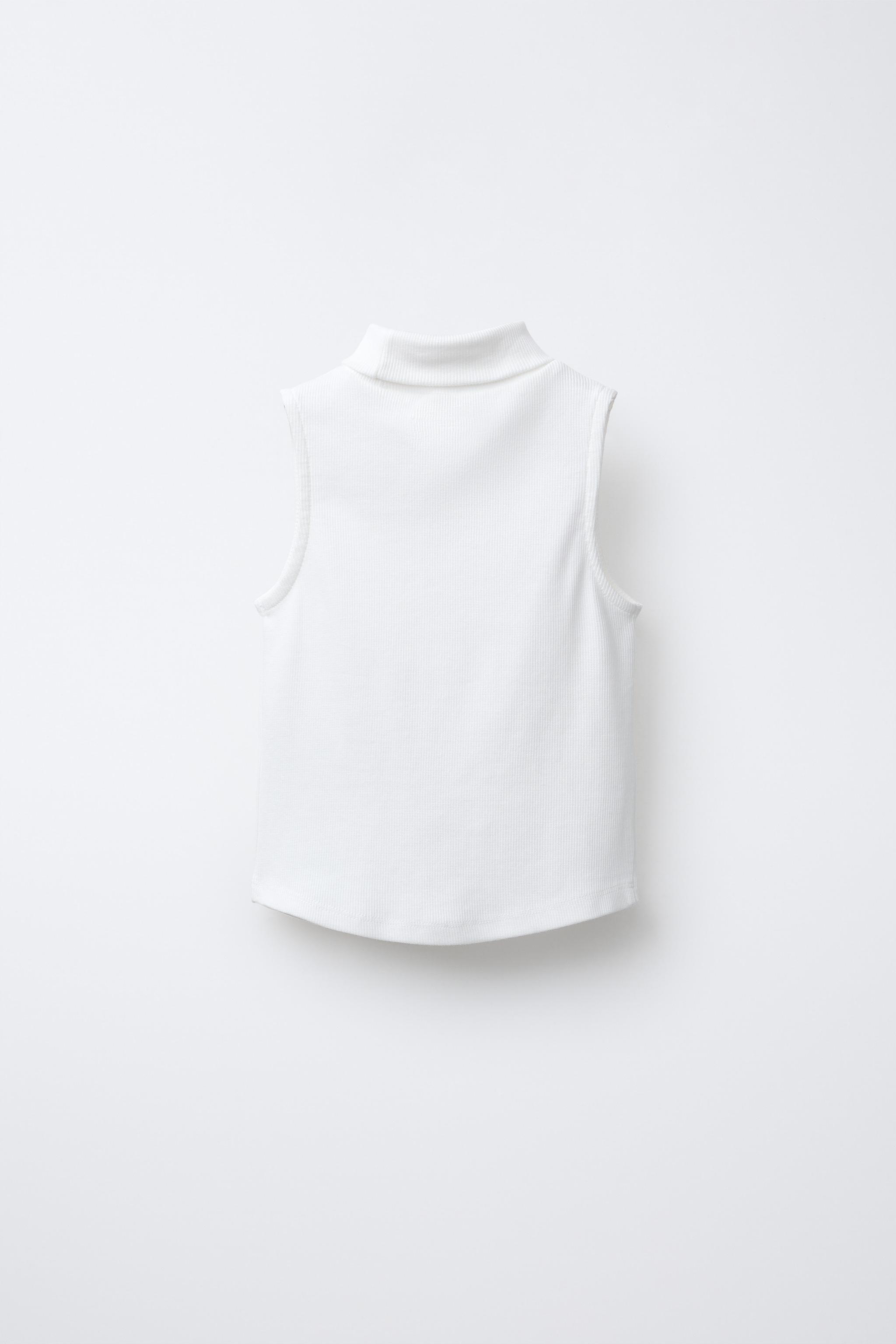 RIBBED TURTLENECK T-SHIRT WITH STAR STUDS White ZARA United States