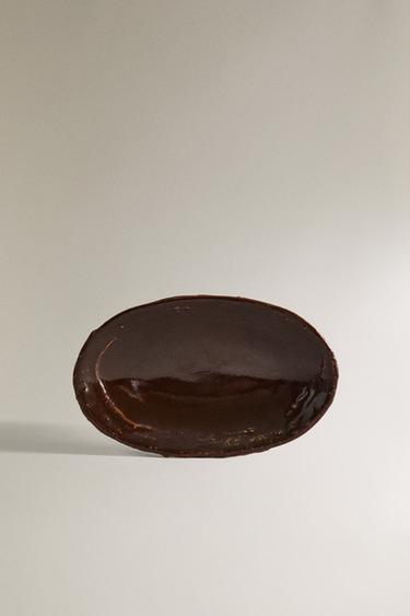 BROWN CERAMIC BATHROOM SOAP DISH - Brown by Zara