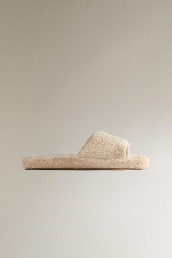 Zara FLATFORM TOWEL SLIPPERS - Beige - Image 0