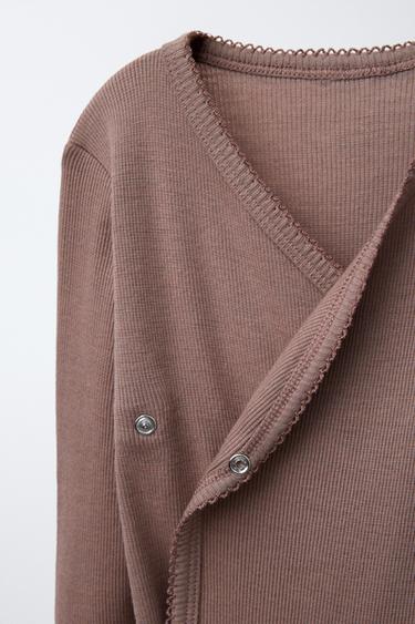 PACK OF TWO KIMONO NECK BODYSUITS WITH MERINO WOOL (WITH BOX) - Brown by Zara - Image 3