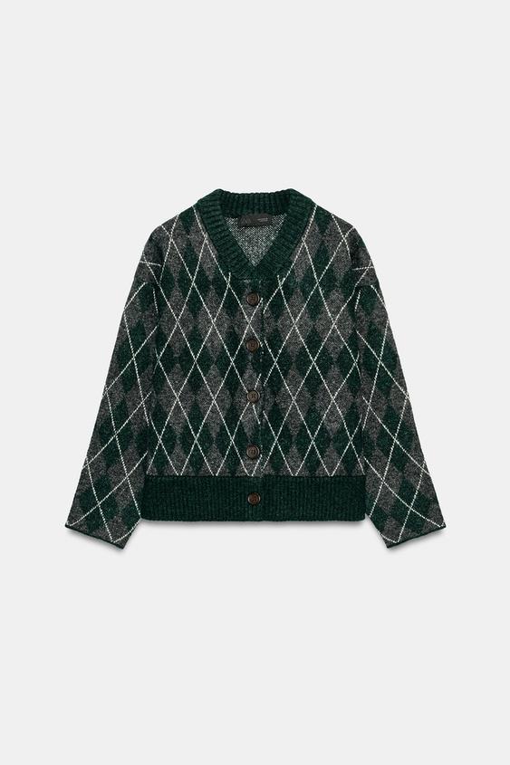 CHAQUETA PUNTO ROMBOS - Multicolor de Zara - Imagen 0