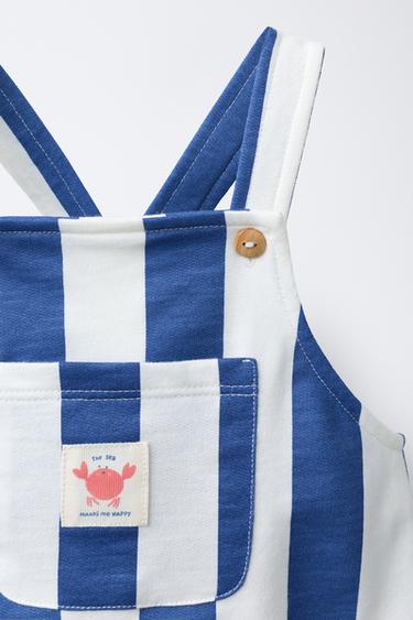 SALOPETTE COURTE À RAYURES ÉTIQUETTE CRABE - Bleu roi de Zara - Image 2