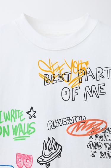 T-SHIRT IMPRIMÉ - Blanc de Zara - Image 2