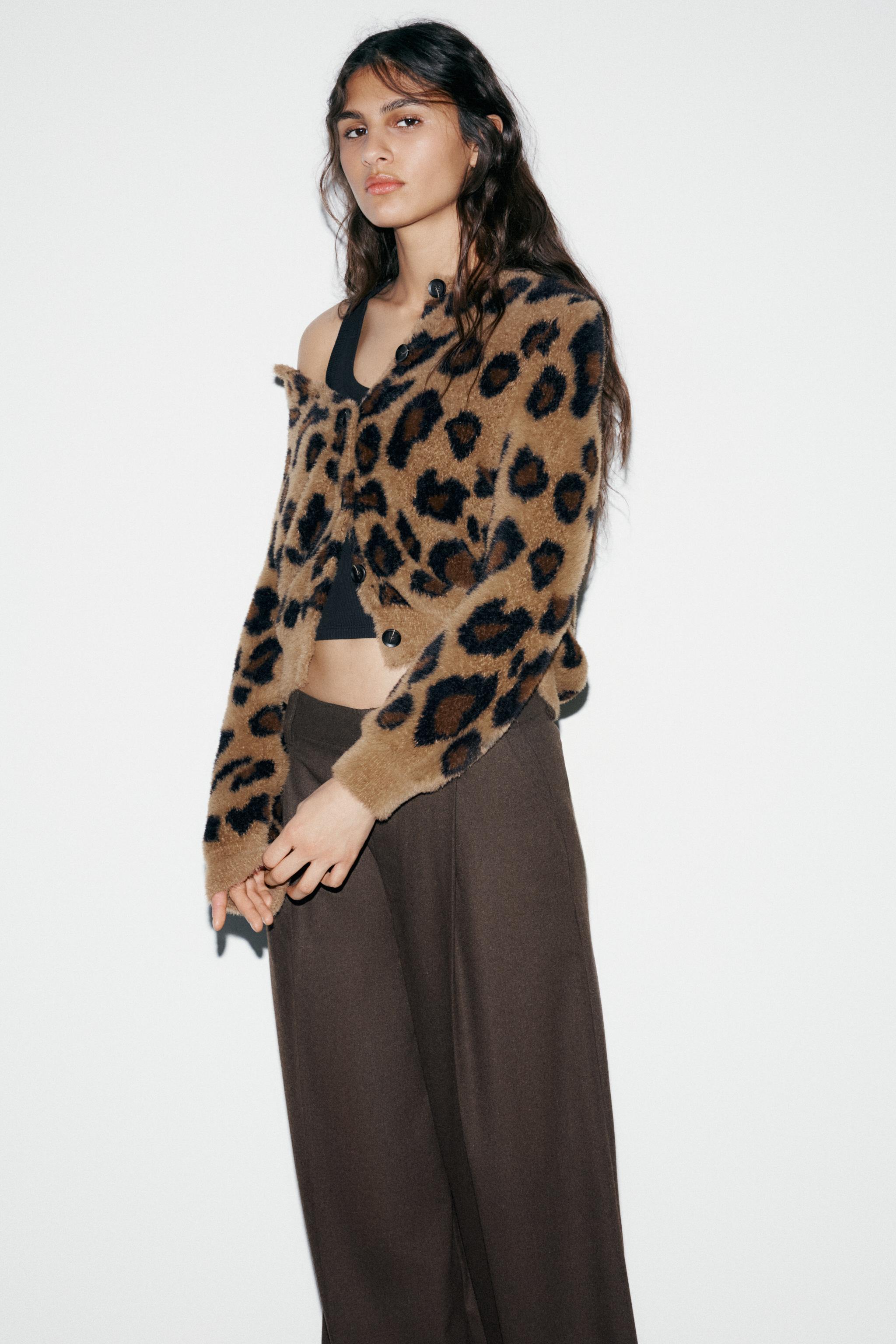 ANIMAL JACQUARD KNIT CARDIGAN - Leopard | ZARA United States