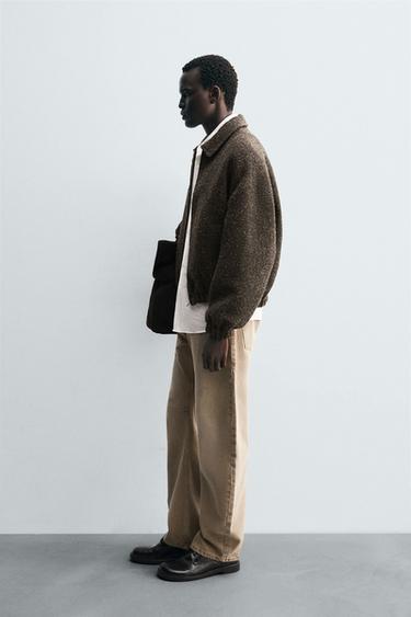 BOUCLÉ TEXTURED JACKET - Dark green by Zara - Image 3