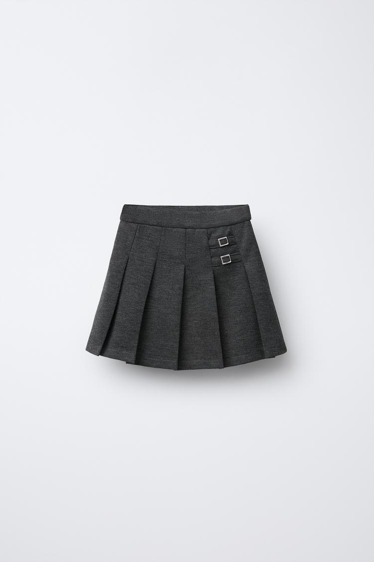 BUCKLE PLEAT SKIRT Mid-grey ZARA India