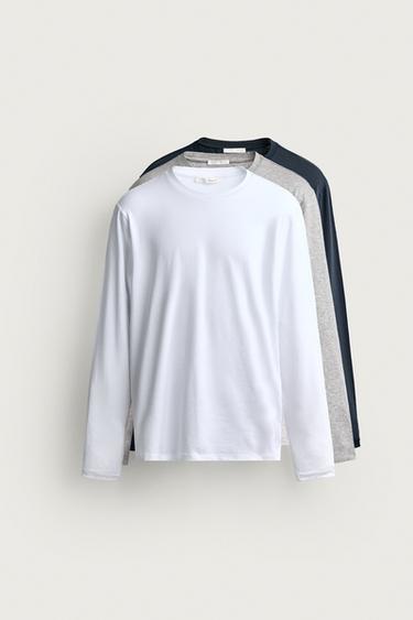 3-PACK BASIC SLIM FIT LONG SLEEVE T-SHIRTS /01 - various by Zara