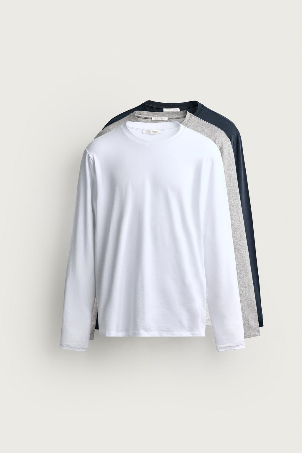 3-PACK OF BASIC SLIM FIT LONG SLEEVE T-SHIRTS