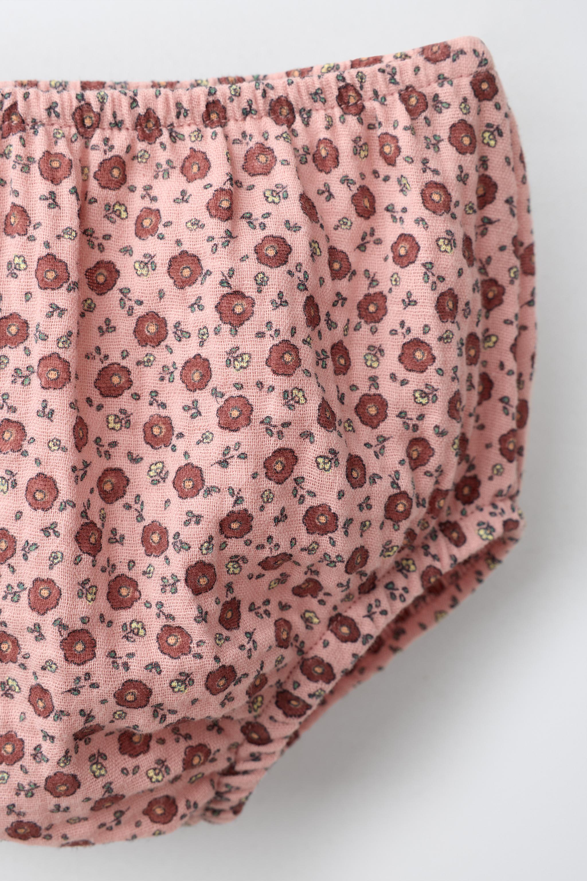 PRINTED TEXTURED DRESS AND BLOOMERS
