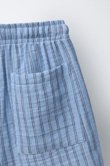 BERMUDA TEXTURÉ À RAYURES - Bleu de Zara - Image 3