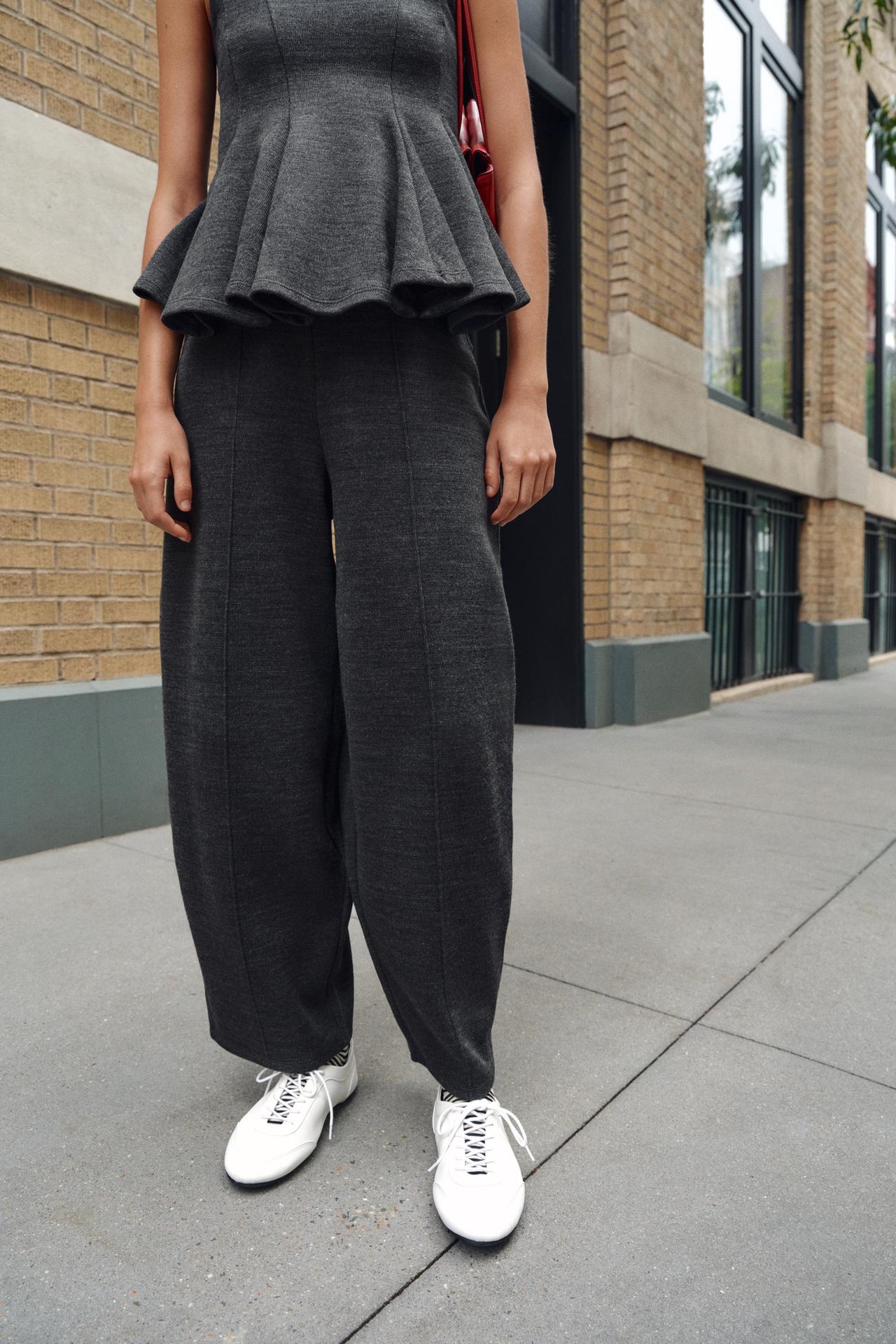 SOFT BARREL-LEG PANTS — Anthracite grey