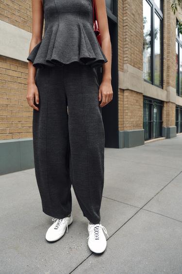 SOFT BARREL-LEG PANTS — Anthracite grey 2