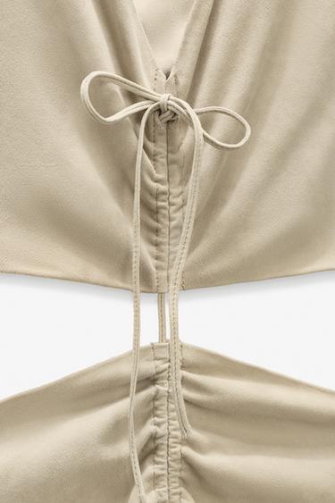 LIMITED EDITION SUEDE LEATHER CUT-OUT DRESS - Beige by Zara - Image 7