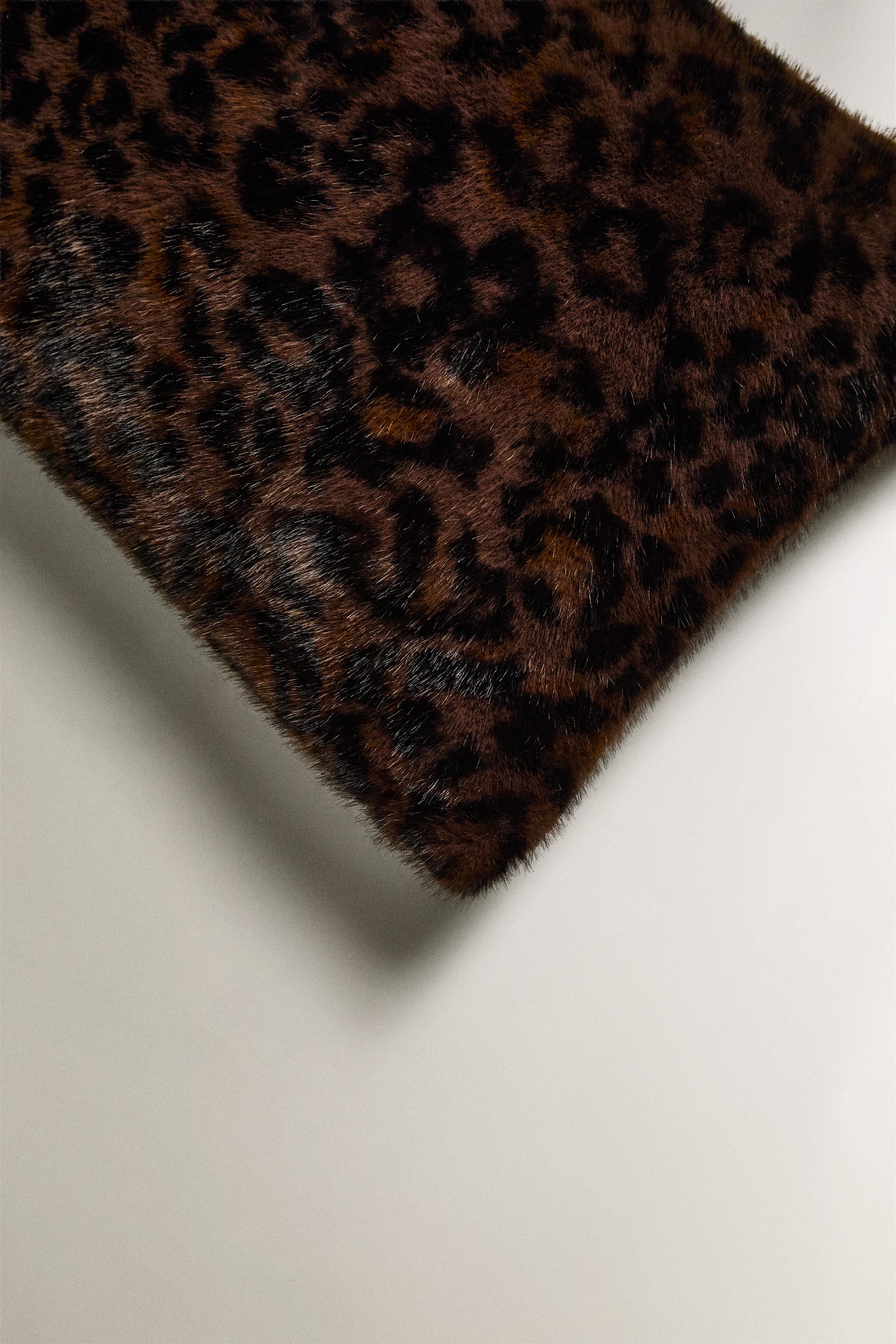 ANIMAL PRINT FAUX FUR THROW PILLOW COVER