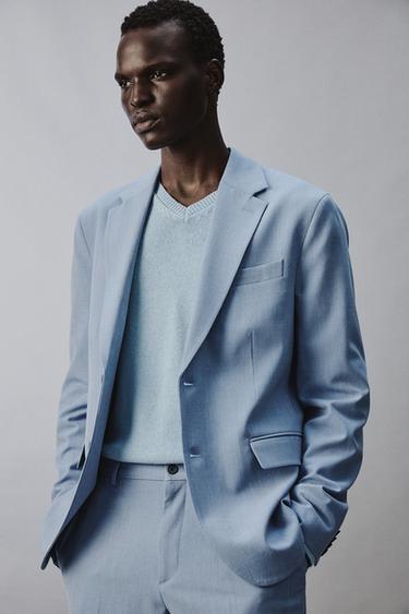 VESTE DE COSTUME CONFORT STRUCTURÉE - Bleu ciel de Zara - Image 5