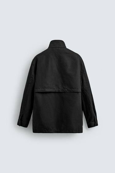 WASHED UTILITY OVERSHIRT WITH POCKETS - Black by Zara - Image 9