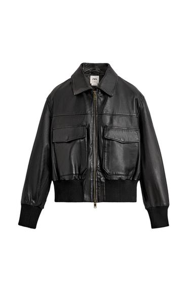 LIMITED EDITION CROPPED LEATHER JACKET - Black by Zara