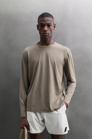 TECHNICAL LONG SLEEVE TRAINING T-SHIRT — Light brown 2