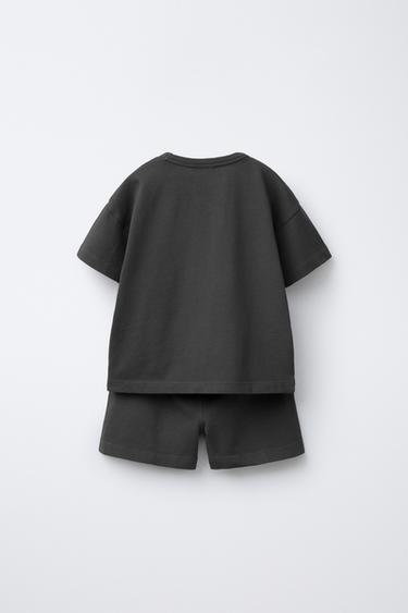ENSEMBLE DE JOGGING T-SHIRT ET BERMUDA UNI - Gris anthracite de Zara - Image 2