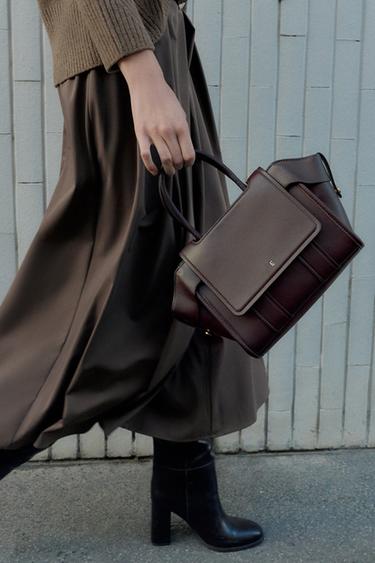 CITY BAG WITH FLAP - Burgundy Red by Zara