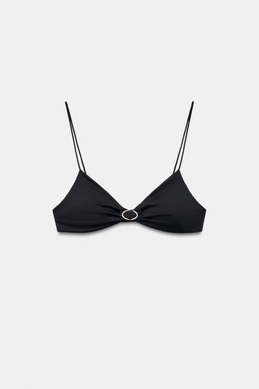 BIKINI TOP WITH OVAL DETAIL - Black by Zara