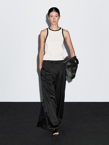 Zara Palazzo trousers with tie - Black