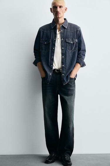 WESTERN DENIM SHIRT - Blue by Zara - Image 4