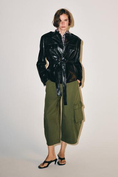 ZW COLLECTION LEATHER EFFECT JACKET - Black by Zara