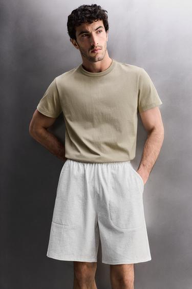 SHORT DE JOGGING EN COTON 9" - Gris chiné de Zara - Image 4