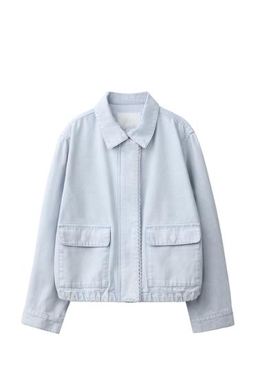 CAZADORA CANVAS PUNTILLA - Azul claro de Zara